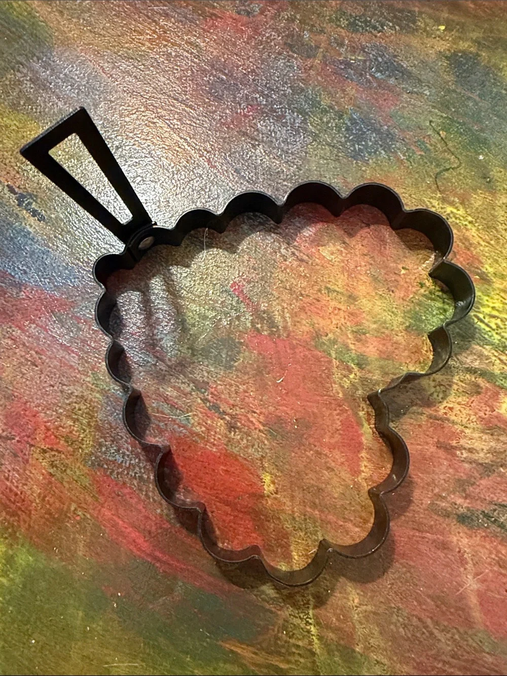 Large Black Metal Heart Shape Pancake Ring Cookie cutter form w. Handle Set of 3